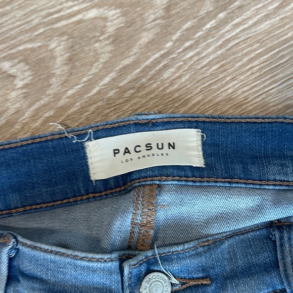 PacSun Light Wash Raw Hem Ankle Jeggings 26 Skinny Stretch - Picture 3 of 8